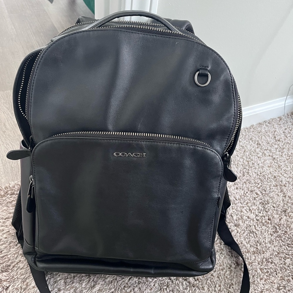 Coach Black Leather Men's Backpack